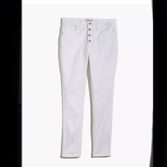 Madewell curvy high-rise skinn crop jeans in pure white: button-front edition 28 - Picture 2 of 8